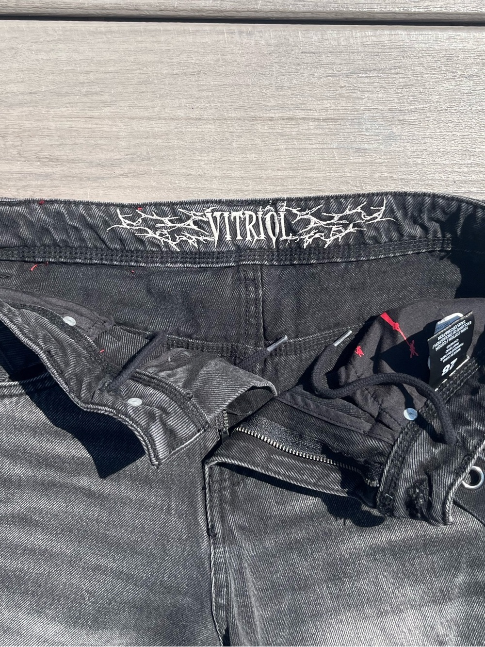 Vitriol; Black; Utility Gorp-Core Cargo Pants; Wide Leg; Grommet Buckles; US28 - Picture 2 of 11